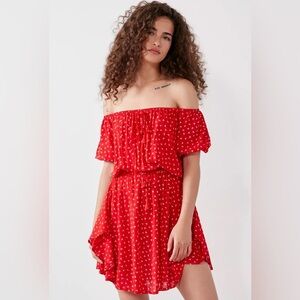 Faithfull the Brand Size 2 Jardim Red White Off the Shoulder Lightweight Dress